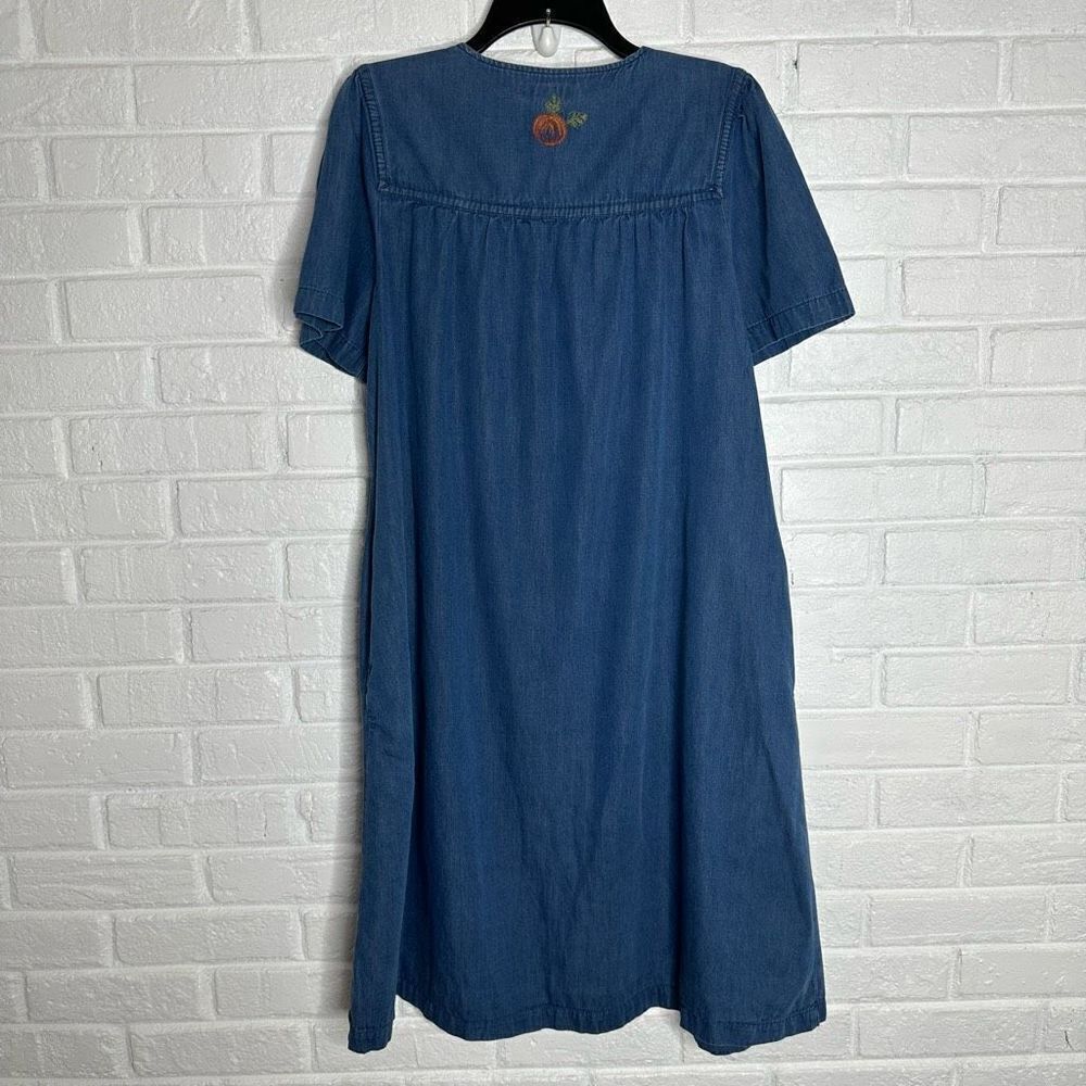 Go Softly‎ Patio Denim Dress Pumpkin Patch Fall Zipper size Medium - Picture 6 of 6